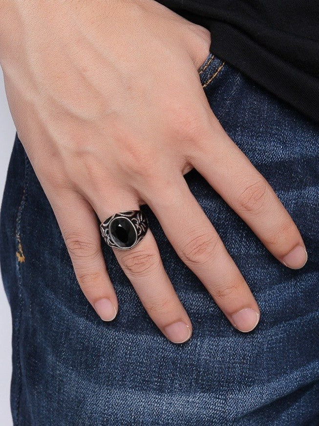 solid 925 sterling silver Black Onyx ring Gold Vermeil Ring