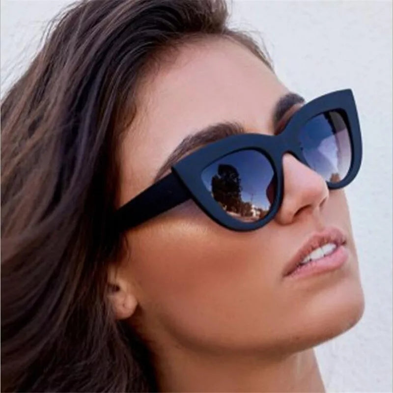 AIEYEZO Oversized Cat Eye Sunglasses for Women Cute Oval Thick Frame Cateye  Sun Glasses Chic Retro Style Shades